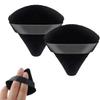 2pcs Black Velour Triangle Powder Puff,Soft Pure Cotton Face Makeup Sponge Powder Puffs,Loose Powder Cosmetic Foundation Mineral Powder Wet Dry Cotton Velour Sponge Makeup Tool view 1