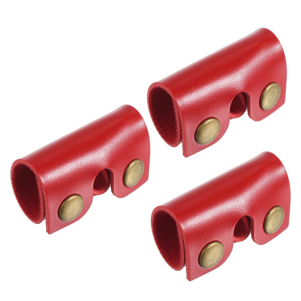 PATIKIL Leather Razor Head Protecting Cover, 3 Pack Double Edge Safety Razor Head Protecting Sheath Shaver Tip Cover for Travel, Red