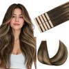 GOO GOO Tape in Hair Extensions Human Hair, 4/27/4 Balayage Chocolate Brown to Caramel Blonde, 16inch 25g 10pcs, Skin Weft Seamless Invisible, Silky Straight with Thick Ends, Remy Human Hair view 1