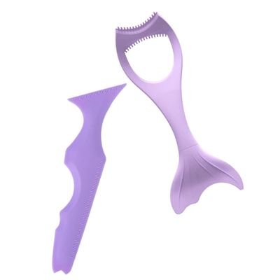 2pcs Women Eyeliner Stencils Masks Spoon Silicone Mascara applicator Silicone Eye Make up Tools molds Make up Tools for Eyes Cosmetic Purple Miss Cream