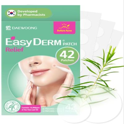 DWEasyDerm EasyDerm Relief Invisible Patch(42 counts) I Contains 10,000ppm of Tea Tree Oil, Pimple Patch, Ultra-slim 0.1mm, Waterpoof, Korean Pimple Patches Stocking Stuffer Holiday Gift MUST HAVE