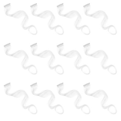 12pcs 12pcs White Curly Hair Extensions Wig Hair Streak Curly Closure Wig Clips Highlight Extensions Clip in Mermaid Wavy Wigs Hair Extension Piece Wig Fake Hair Curls for Women Girls