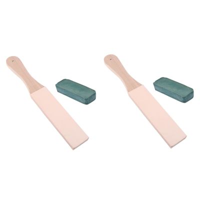 EXCEART 4pcs Wooden Double Sided Knife Sharpener Leather Strop Razor and Carving Tools Sharpener Knife Sharpening Kit