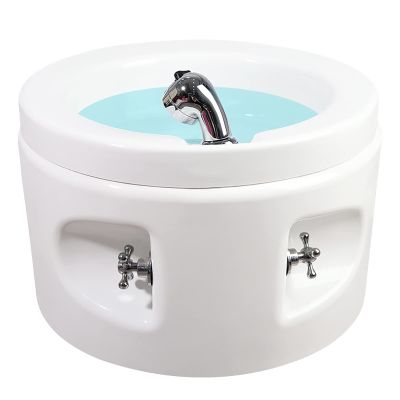 WYOERN Acrylic Pedicure Sink Foot Massager Hot and Cold Adjustment Feet Soaking Tub Foot Soaker Deep Foot Bath Spa with Massage Round Footbath Floor Type Foot Massage Basin (Size : Bath)