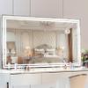 BEAUTME Vanity Mirror,40x24.3 Inch, Hollywood Mirror with Double Led Strips,Makeup Mirror for Dressing Room & Bedroom, Desktop Mirror/Wall Mounted Mirror 1.8M Charger Cable,Aluminium Frame,Silver view 2