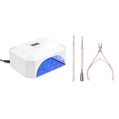 Makartt UV Light LED Nail Lamp for Nails Eloisee 36W Professional Nail Dryer Bundle with Cuticle Trimmer with Cuticle Pusher, 3 PCS Pink Nail Cuticle Nipper