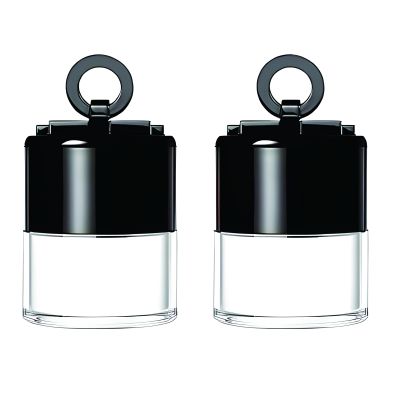 2Pcs 10 Gram Plastic Powder Case Plastic Loose Powder Container, Face Powder Travel Powder Container with Sifter Black Lid and Powder Puff for Blusher Makeup Loose Powder (Black 2Pcs)