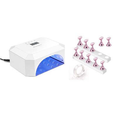 Makartt UV Light LED Nail Lamp for Nails Eloisee 36W Professional Nail Dryer Bundle with Nail Stand for Nails Art Display Practice Nail Holder for Painting Nails Stand for False Nail Press On Designs