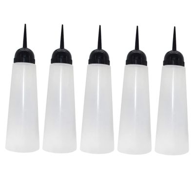 HONMEET 5pcs Hair Dye Squeeze Bottles Lotion Dispenser Bottles Writing Hairdresser Coloring Hair Dye Shampoo Lotion Dry Cleaning With Scale re-usable