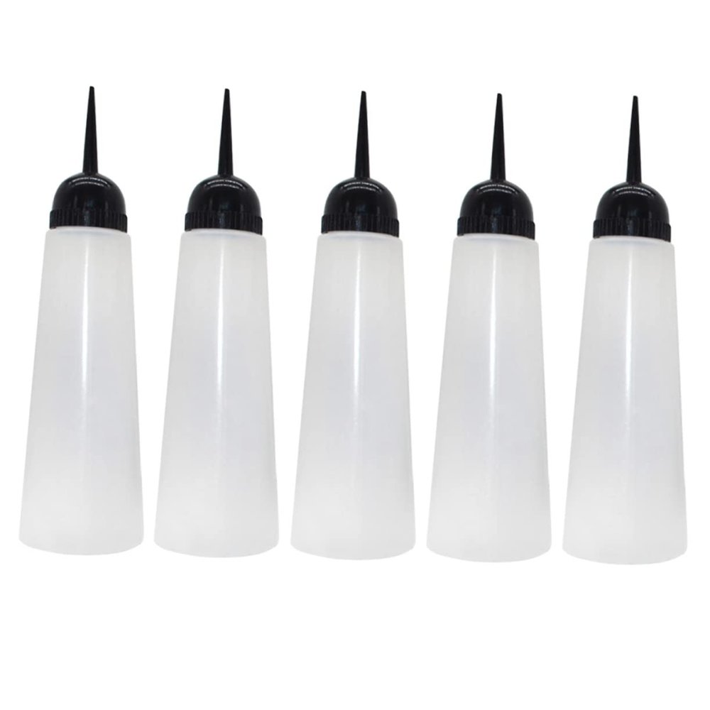 HONMEET 5pcs Hair Dye Squeeze Bottles Lotion Dispenser Bottles Writing Hairdresser Coloring Hair Dye Shampoo Lotion Dry Cleaning With Scale re-usable