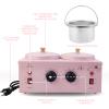 Portable Wax Warmer with Adjustable Temperature and 40 Wax Sticks - Painless Hair Removal for Women and Men (Pink-Double Pots) view 3