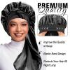 2Pcs Bonnets for Black Women Braid Bonnet, Large Long Satin Bonnet for Braids, Silk Bonnet with Stretchy Tie Band Sleep Cap Hair (2Pcs-Black&Leopard) view 2
