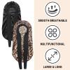 2Pcs Bonnets for Black Women Braid Bonnet, Large Long Satin Bonnet for Braids, Silk Bonnet with Stretchy Tie Band Sleep Cap Hair (2Pcs-Black&Leopard) view 3