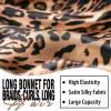 2Pcs Bonnets for Black Women Braid Bonnet, Large Long Satin Bonnet for Braids, Silk Bonnet with Stretchy Tie Band Sleep Cap Hair (2Pcs-Black&Leopard) view 4