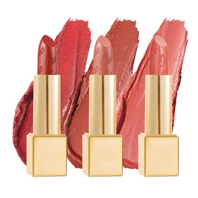 Oulac Metallic Orange Lipstick Set for Women High Payoff Lipcolor with Moisturizing Formula, Vegan Beauty, Full-Coverage Lip Color 4.3g X 3PCS, 02+05+06