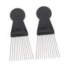 2pcs African Comb Men's Hair Brush Black Comb Styling Hair Brush Afro Pick Curly Barber Pick Barber Styling Man Black Beard Stainless Steel, Abs Major view 1