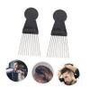 2pcs African Comb Men's Hair Brush Black Comb Styling Hair Brush Afro Pick Curly Barber Pick Barber Styling Man Black Beard Stainless Steel, Abs Major view 3