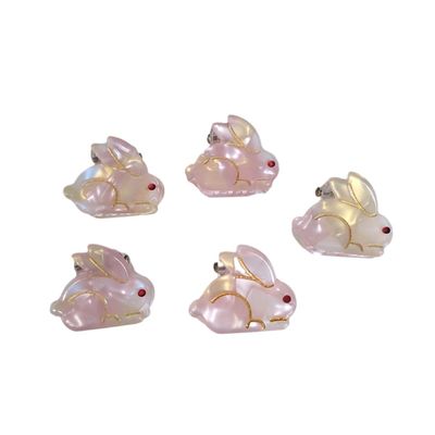 Pink Bunny Hair Clip,Cellulose Acetate Hair Clips,Small Claw Clips for Women,Hair Accessories,Pack of 5