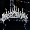 PSKOO Tiaras and Crowns for Women, Baroque Rhinestone Bridal Tiaras Crown Luxury Sparkling Crystal Pageant Diadema Collares Wedding Hair Accessories (Color : Silver White) view 2