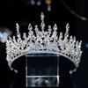 PSKOO Tiaras and Crowns for Women, Baroque Rhinestone Bridal Tiaras Crown Luxury Sparkling Crystal Pageant Diadema Collares Wedding Hair Accessories (Color : Silver White) view 4