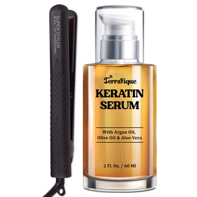 TERRAFIQUE Keratin Hair Serum - Herstyler Superstyler Flat Iron Set