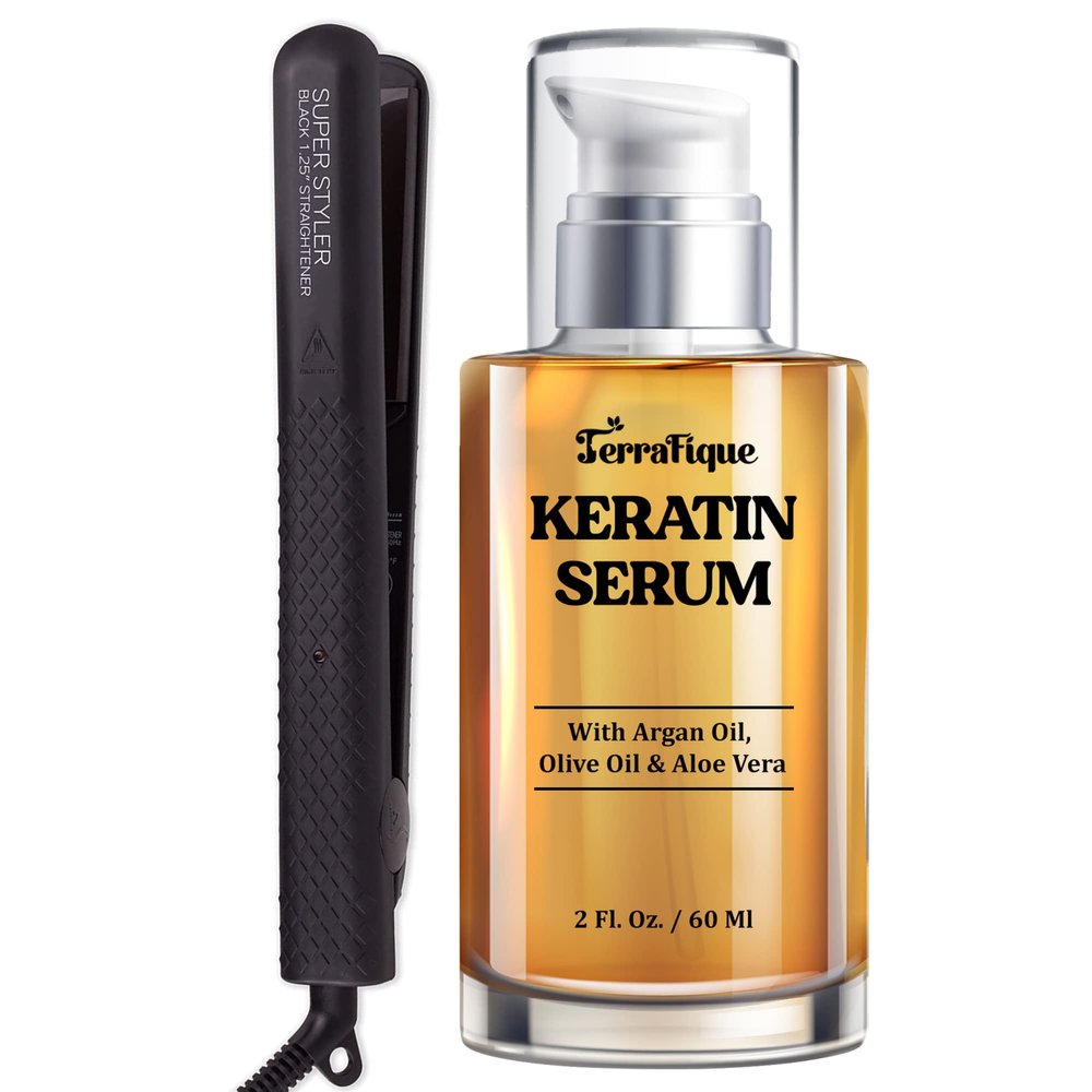 TERRAFIQUE Keratin Hair Serum - Herstyler Superstyler Flat Iron Set