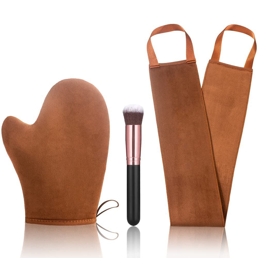 ANSPHIE 3 Pack Self Tanner Mitt Applicator Kit - Premium Sunless Tanning Mitts & Gloves Set with Double-Sided Waterproof Design for Streak-Free Application