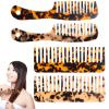 Beaupretty 4pcs Wide Tooth Comb Leopard Pattern Hair Detangling Comb Travel Pocket Tortoise Shell with Handle for Wet Dry Hair view 1