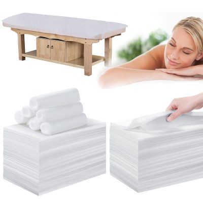 Disposable Bed Sheets for Massage Table 200 Pcs 31" x 71" Waterproof Massage Table Sheets Soft Non Woven Fabric SPA Massage Table Bed Cover Breathable for Beauty Tattoos Waxing Travel (White)