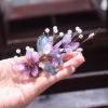 1 Pcs 6inch Rabithenn Purple flower vine Barrettes for Women Chinese Hanfu Classic Acrylic Resin Pearl Hair Clips Flower with Metal Handmade Hair Accessories for Women Girls Long Hair (Purple) view 4