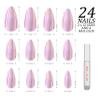 Hypnaughty Press On Nails - Caviar & Light Pink Almond Chrome, Trendy & Salon Quality Reusable Nails With Kit view 3