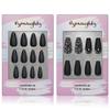 Hypnaughty Press On Nails - Caviar Black Almond & Rhinestone Noir Matte Black Coffin with Gunmetal Rhinestones, Trendy & Salon Quality Reusable Nails With Kit view 1