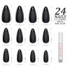 Hypnaughty Press On Nails - Caviar Black Almond & Rhinestone Noir Matte Black Coffin with Gunmetal Rhinestones, Trendy & Salon Quality Reusable Nails With Kit view 2