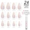 Hypnaughty Press On Nails - Caviar & Light Peach Almond Chrome, Trendy & Salon Quality Reusable Nails With Kit view 3