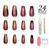 Hypnaughty Press On Nails - Caviar Black Almond & Galaxy Cat Eye, Trendy & Salon Quality Reusable Nails With Kit view 3
