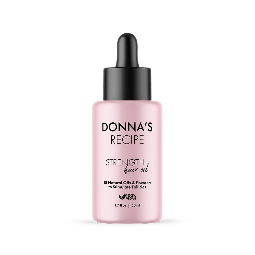 Donna's Recipe by Tabitha Brown Strength Hair Oil | 18-Natural-Oil & Powder Blend, Lightweight, Fast-Absorbing Scalp Treatment to Relieve Dryness & Build-Up, Strengthen & Nourish Hair (1.7 oz)