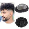 Healthlif Afro Toupee For Black Men Kinky Curly Human Hair Unit African American Hair Toupee Natural Afro Wave Hair Units Replacement System PU Injection Black Mens Hairpiece view 1