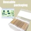 1000pcs Bamboo Cotton Swabs Double Round Cotton Buds with Wooden(5 Pack of 200) view 2