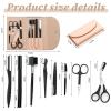 8PCS/SET Professional Eyebrow Shaping Grooming Kit - Beauty Tools Set with Leather Bag Eyebrow Grooming Kit for Women & Men, Eyebrow Trimming Kit With Razor Eyebrow Scissors and Brush with Comb Khaki view 2