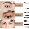 8PCS/SET Professional Eyebrow Shaping Grooming Kit - Beauty Tools Set with Leather Bag Eyebrow Grooming Kit for Women & Men, Eyebrow Trimming Kit With Razor Eyebrow Scissors and Brush with Comb Khaki view 3