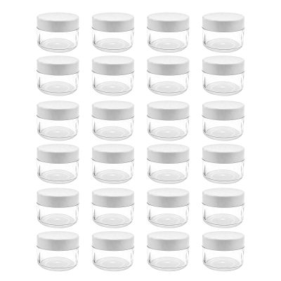 24 Clear Plastic Cosmetic Jars with White Lids, 15ml/0.5oz, Round, Slime Jars for Beauty Products, Lotion, Cream, Travel Storage