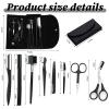 8PCS/SET Professional Eyebrow Shaping Grooming Kit - Beauty Tools Set with Leather Bag Eyebrow Grooming Kit for Women & Men, Eyebrow Trimming Kit With Razor Eyebrow Scissors and Brush with Comb Black view 2