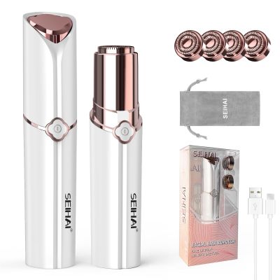 SEIHAI Facial Hair Removal for Women, Hair Removal Device(Luxury), Face Razors for Women, Facial Hair Remover for Face, Lip, Chin, Included 4 x Replacement Heads