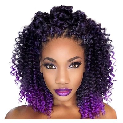 GRFIT wig Curly Synthetic Wig Purple Wig Short Wigs for Women 3/4 Half Wig Hair Replacement Wigs