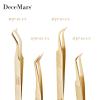 DeceMars Fiber Tip Eyelash Extensions Tweezers Stainless Steel Lash Tweezer Gold (04) view 3