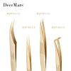DeceMars Fiber Tip Eyelash Extensions Tweezers Stainless Steel Lash Tweezer Gold (04) view 4