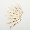 DeceMars Fiber Tip Eyelash Extensions Tweezers Stainless Steel Lash Tweezer Gold (08) view 1
