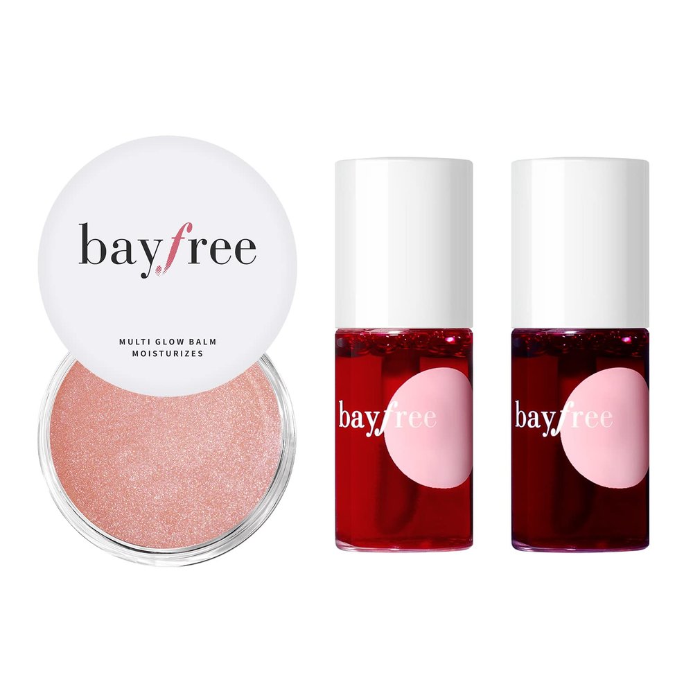 bayfree Radiant Finish, Hydrating, Creamy, Lightweight & Blendable Mulit Glow Balm & Long Lasting Waterproof Lip Tint Stain Set