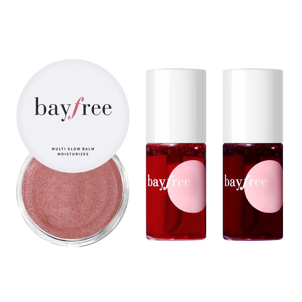 bayfree Radiant Finish, Hydrating, Creamy, Lightweight & Blendable Mulit Glow Balm & Long Lasting Waterproof Lip Tint Stain Set
