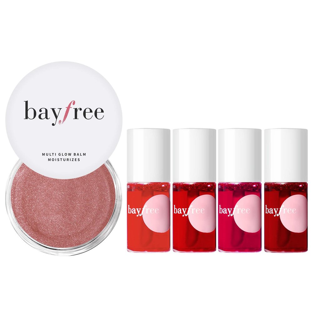 bayfree Radiant Finish, Hydrating, Creamy, Lightweight & Blendable Mulit Glow Balm & Long Lasting Waterproof Lip Tint Stain Set